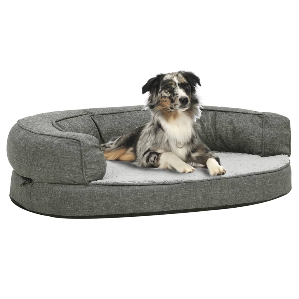 Vidaxl Hundebett Ergonomische Leinen-Look 75x53 cm Fleece Gray