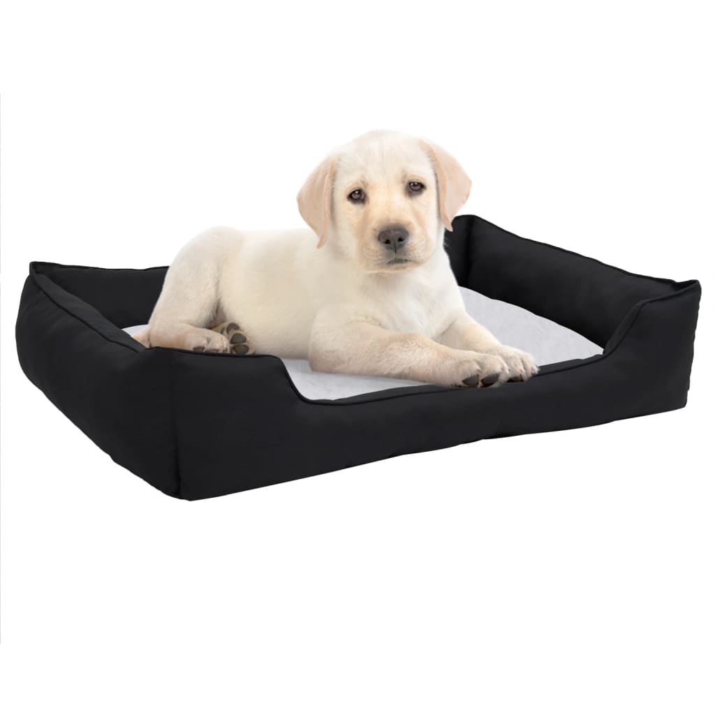 Vidaxl Hundekorb Leinen Look 85.5x70x23 cm Fleece schwarz und weiß