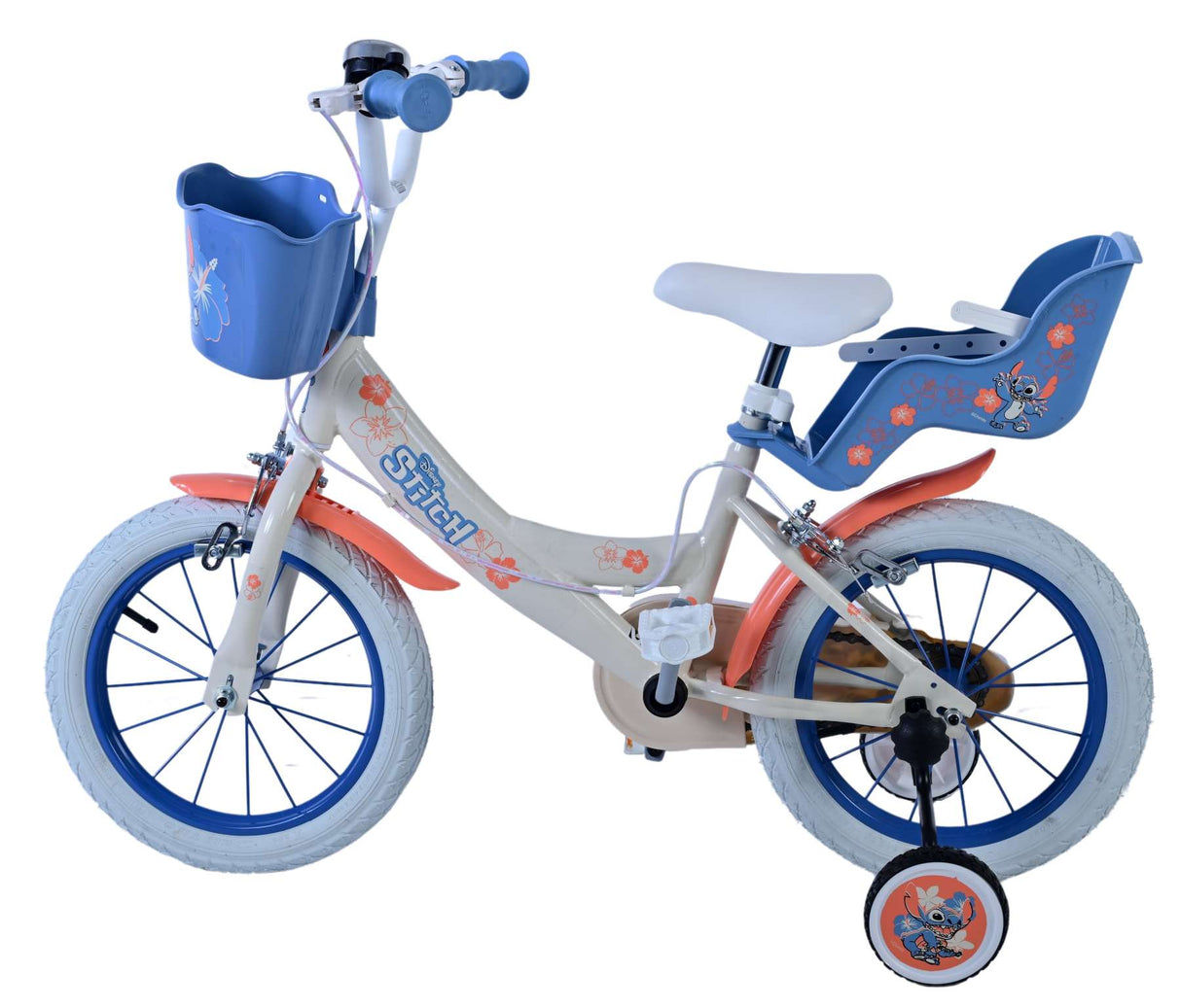 Stichstichstich Kinderbike Girls 14 Zoll Creme Korallenblau zwei Handbremsen
