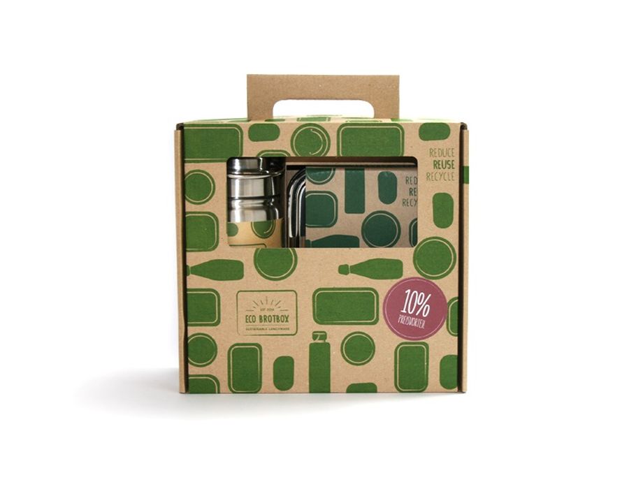 Öko-Brotbox-Geschenkset Lunchbox und Trinkflasche 500 ml