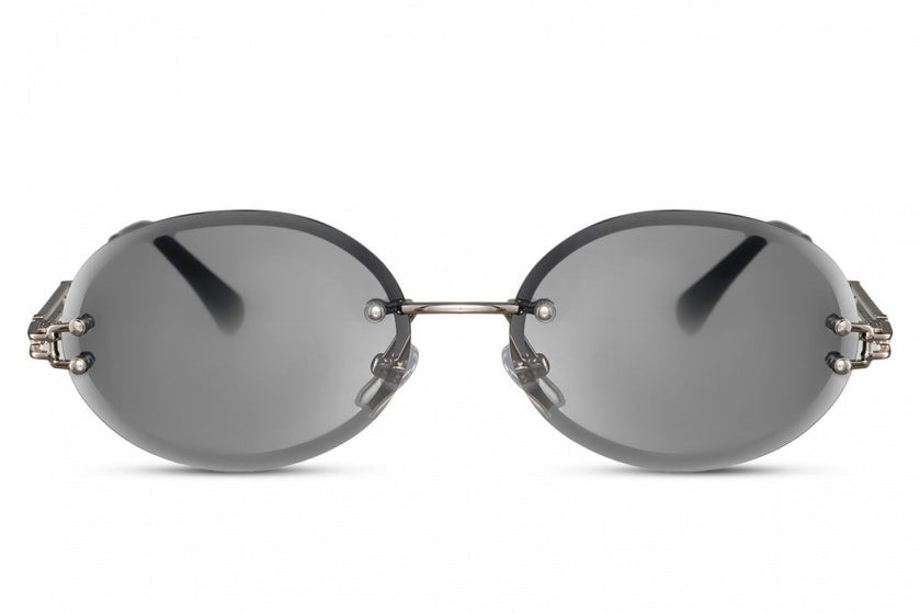 CWI Ladies Sonnenbrille Oval Randloos Katze. 3 Silbergrau