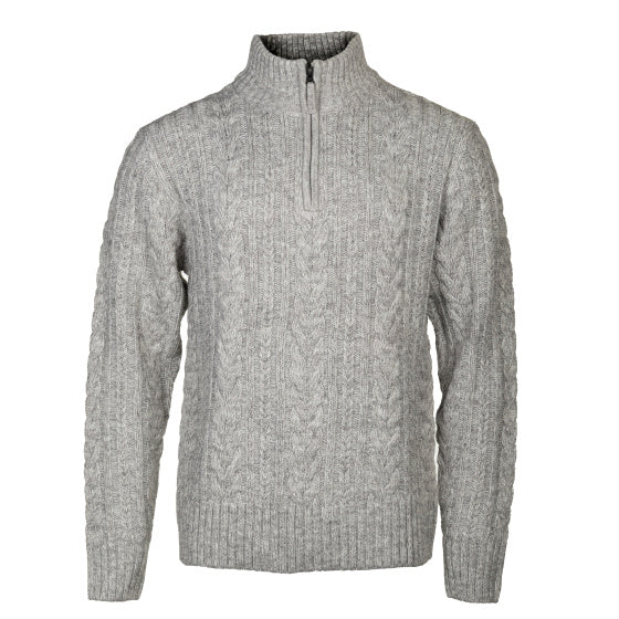 Lebenslinie Marcel Pullover Strick halb Zip Männer hellgrau Größe xxl