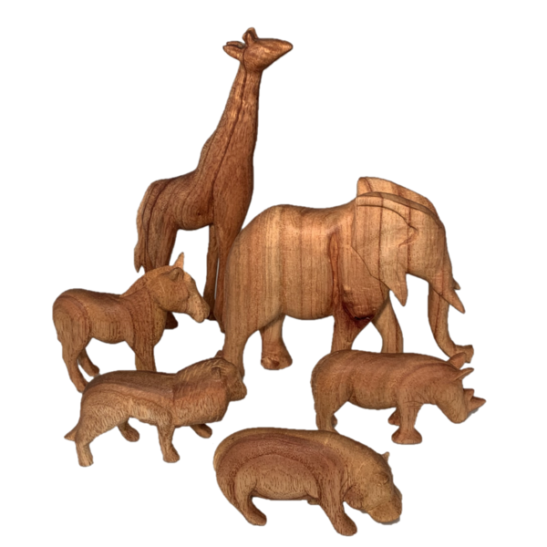 Papoose -Spielzeug Papoose -Spielzeug afrikanische Tiere natürliche 6 Stücke