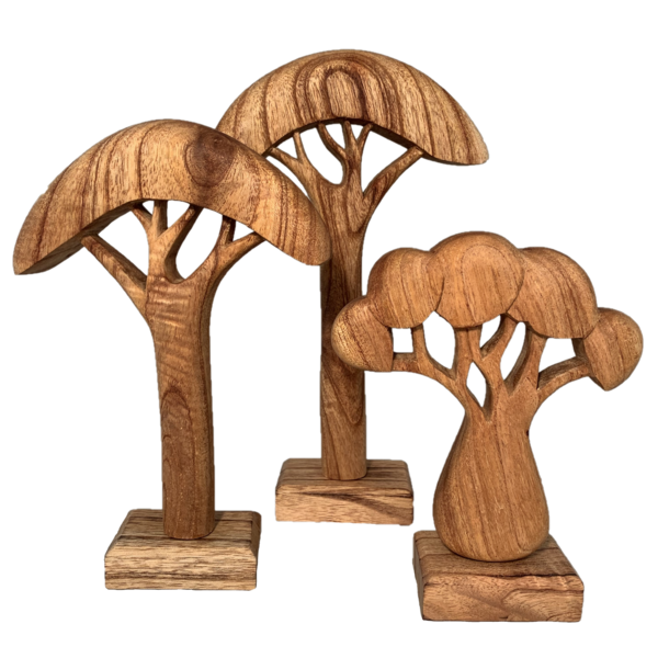 Papoose -Spielzeug Papoose -Spielzeug afrikanische Bäume Natural 3PC