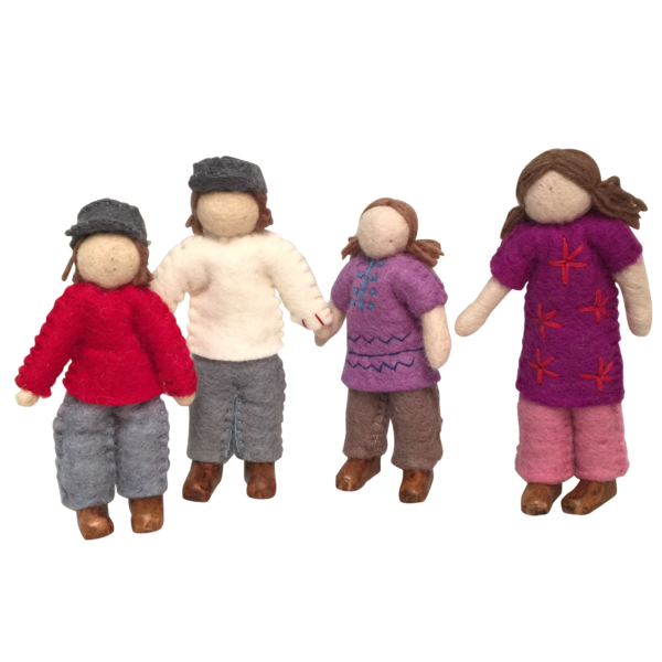 Papoose Toys Papoose Toys Kaukasische Familie 4 Puppen