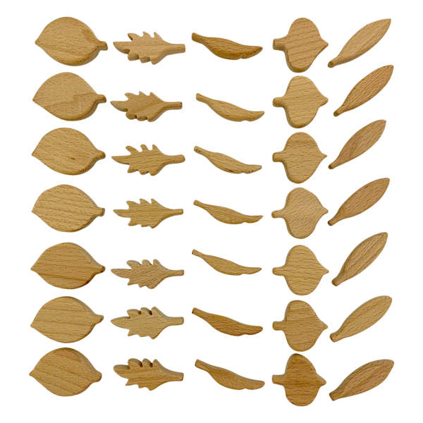 Papoose Toys Papoose Toys Mini Natural Blattformen 35pc