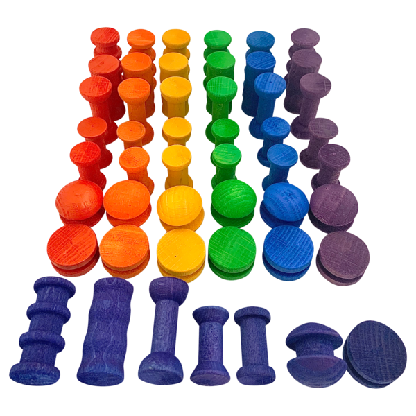 Papoose Toys Papoose Toys Mini Regenbogenspulen 49pc