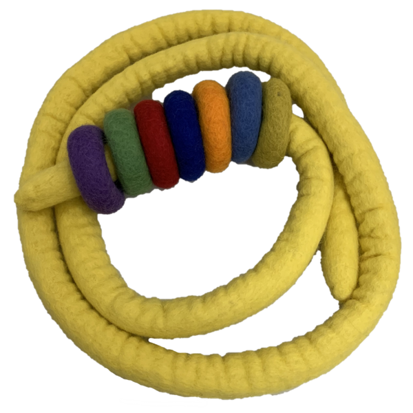 Papoose -Spielzeug Papoose -Spielzeug gelbes Filzseil und 7 Files Donuts