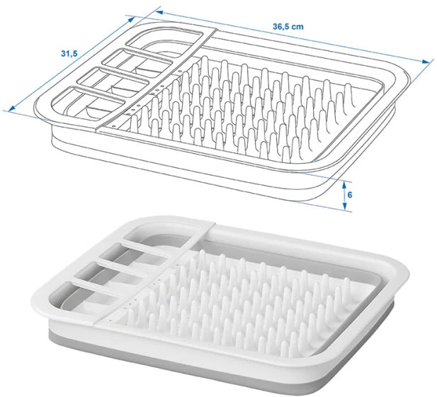 Prophlus Drain Rack Faltbar 31,5 x 36,5 x 13 cm grau weiß