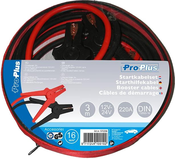 Proplus -Startkabel 220a 3 Meter 12 24 Volt 16 mm²