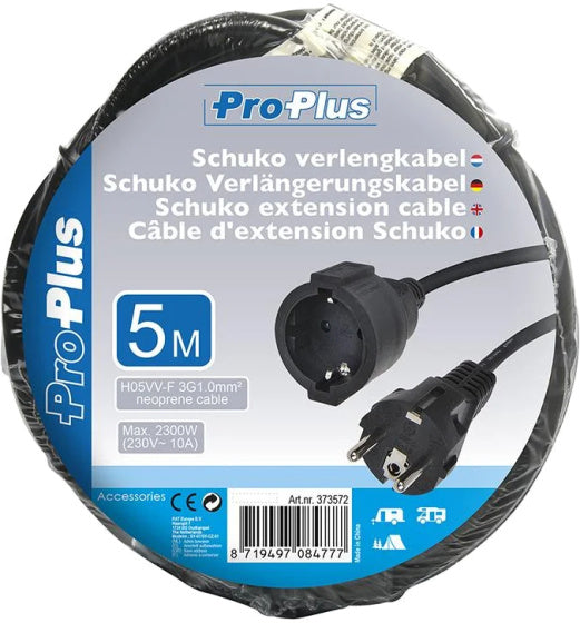 Proplus -Verlängerungskabel schuko 5 Meter 3x1,0 mm² Schwarz