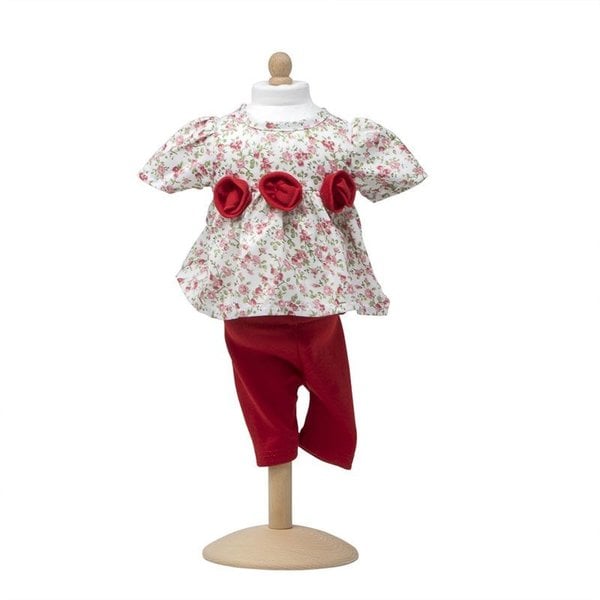 Rosenkleid mit roten Leggings 47-53 cm