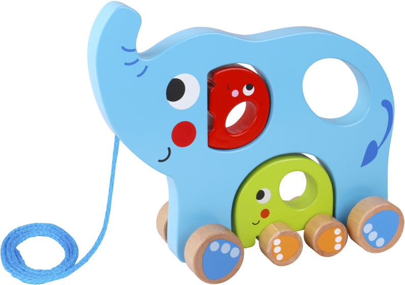 Toky Toy Elephant Holz Trek Abbildung 18 Monate Blau 3-teiliger