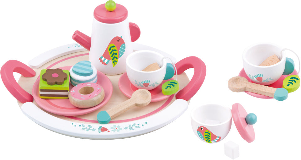 Toky Toy Hölzer Tee Kraft weiß rosa 19-Stück
