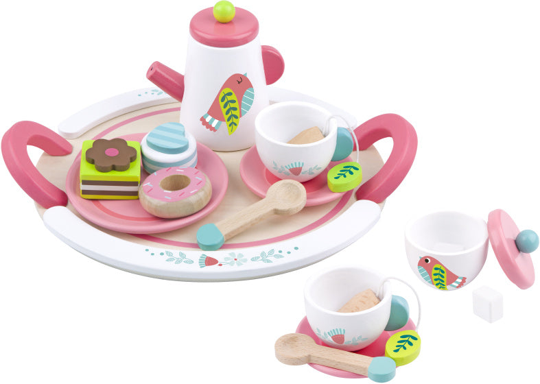 Toky Toy Hölzer Tee Kraft weiß rosa 19-Stück