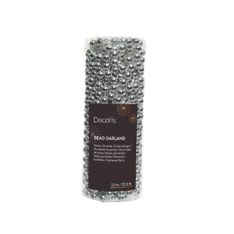 Decoris Perlengirlande silber aus Kunststoff Durchmesser 0,8 cm x 10 Meter