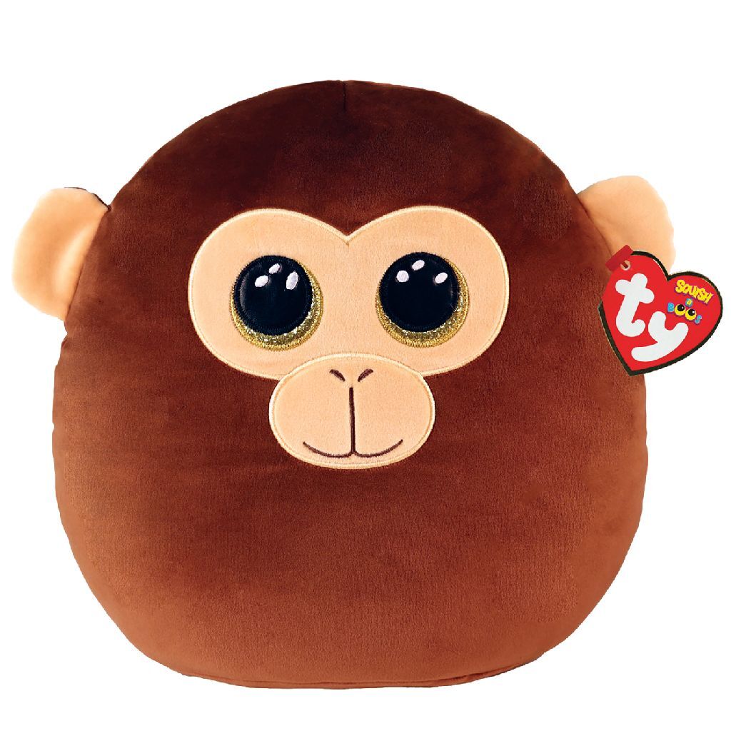 Ty Beanie Ty Squish en Boo Dunston Brown Monkey, 31 cm