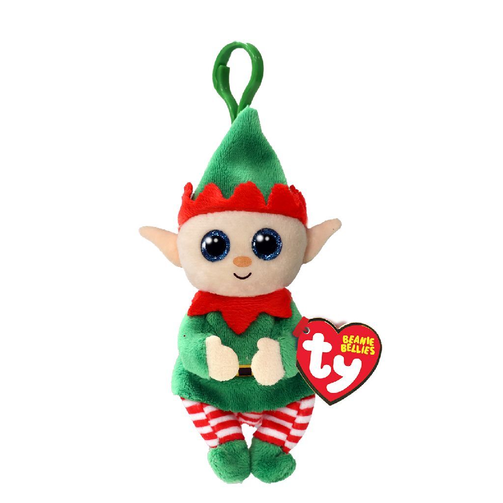 Ty beanie boo's clip christmas elfonzo bellie, 7cm