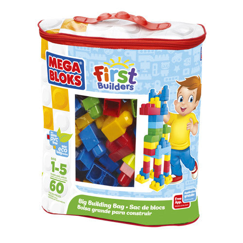 Mega Bloks großer Baubeutel – 60 Blöcke – klassische Bausteine für 1+ Jahre
