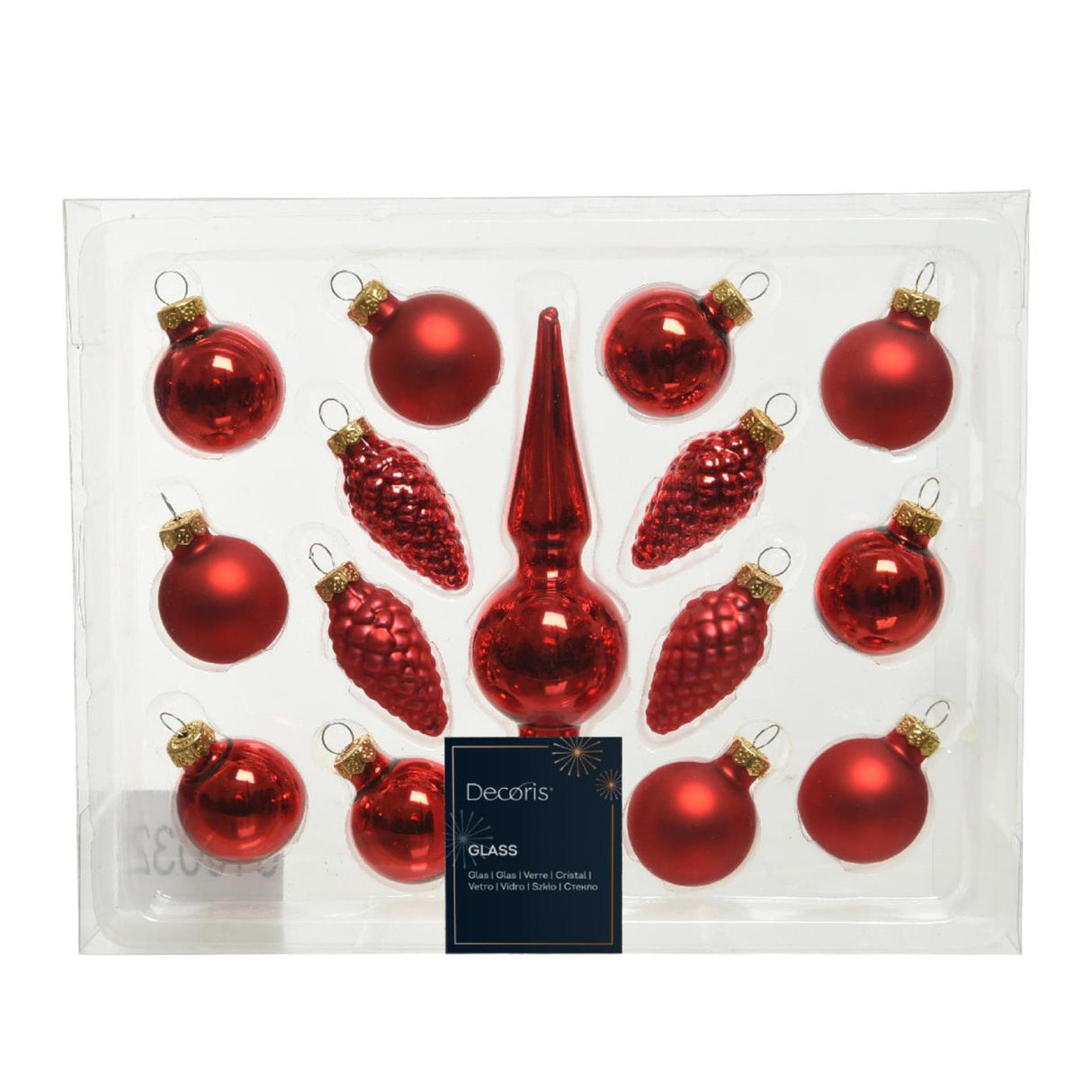 Decoris kerstballenset mini zilver van glas 15-delig set