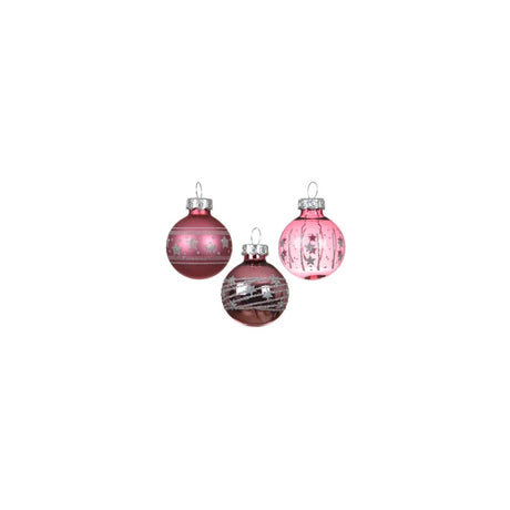 Decoris kerstballen glas roze ã˜3cm mix transparent shiny matt koker a 9 stuks