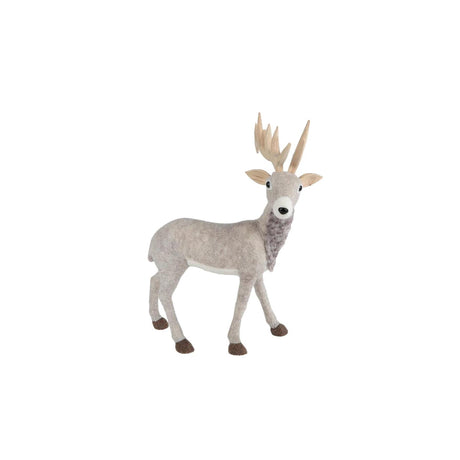 Sculptuur hert l staand beige textiel 40x56x27cm