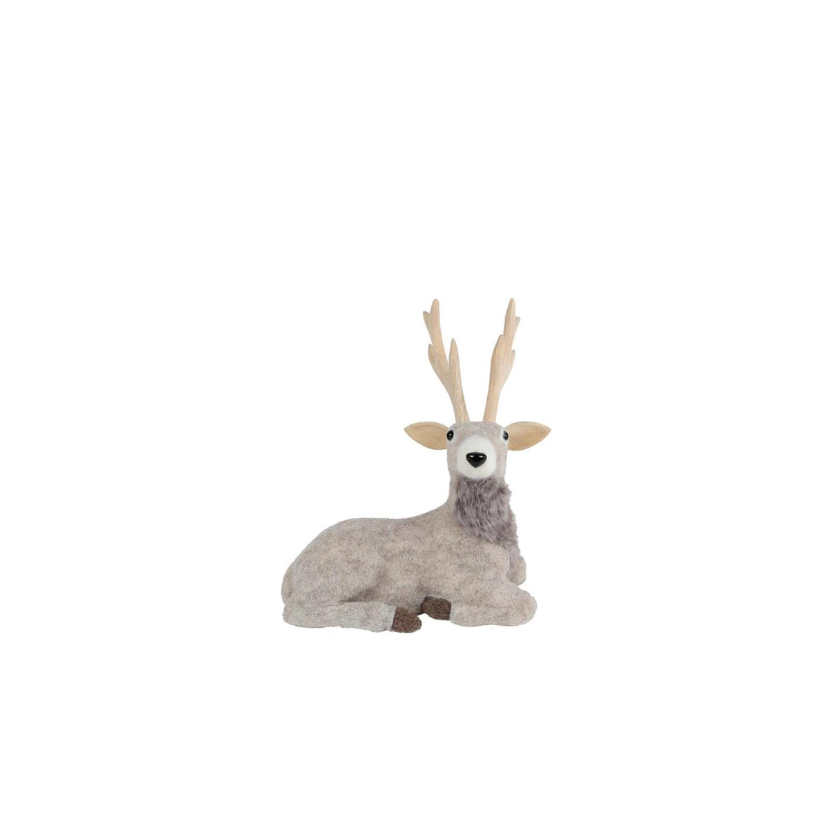 Decoratie hert s liggend beige textiel 25x19x29cm