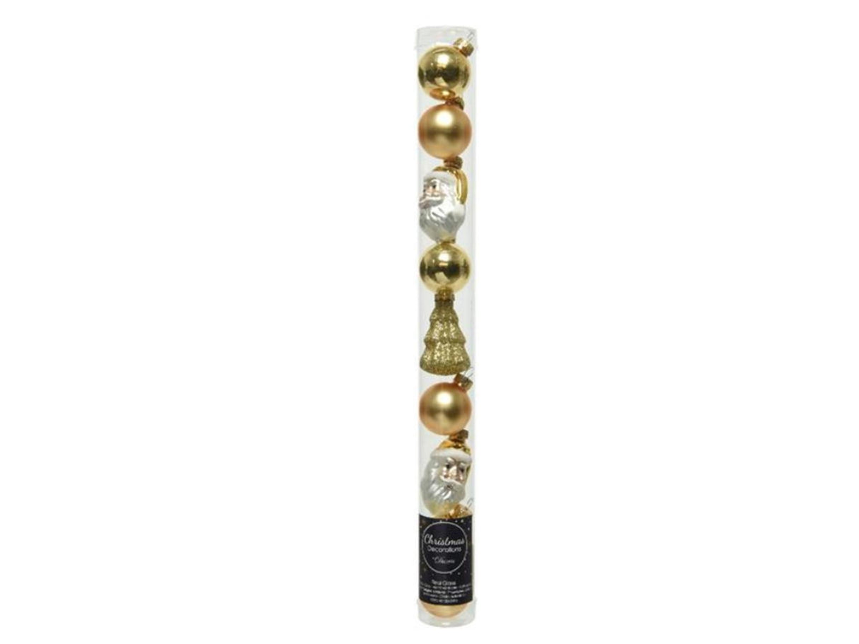 Decoris Weihnachtsfiguren-Set Glasröhre 9 Stück Gold