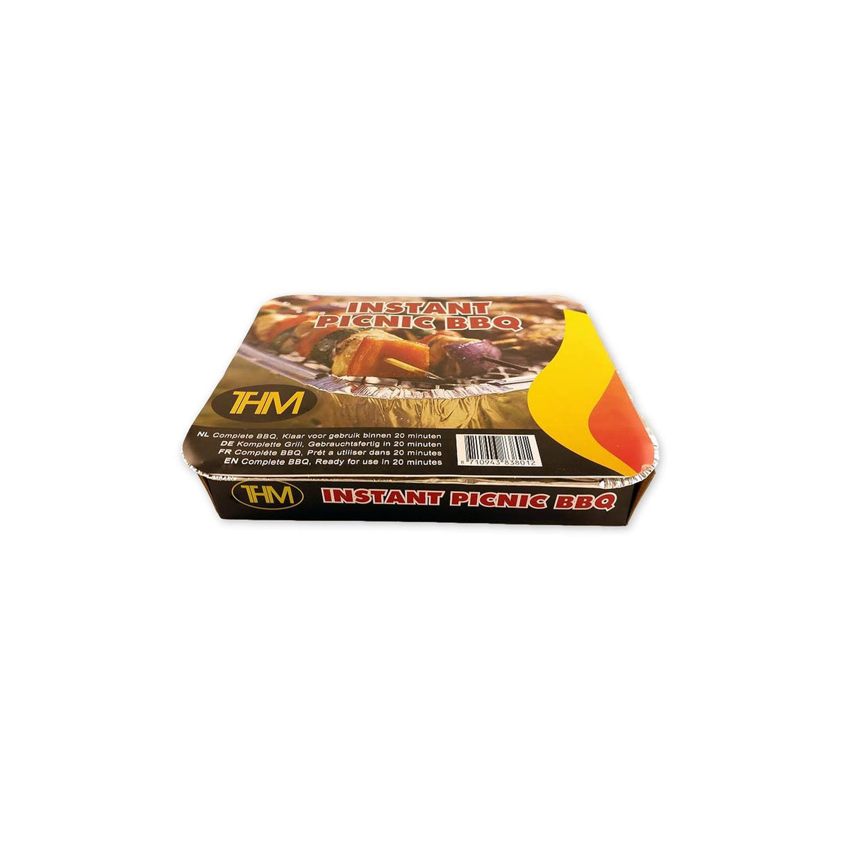 Das Einweg-BBQ-Picknick ist 27 x 22 x 5 cm groß