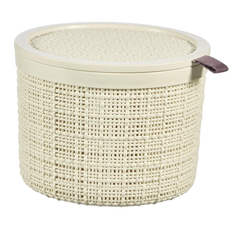 Curver Jutekorb rund mit Deckel 2 Liter cremefarben 17x17x12,5cm