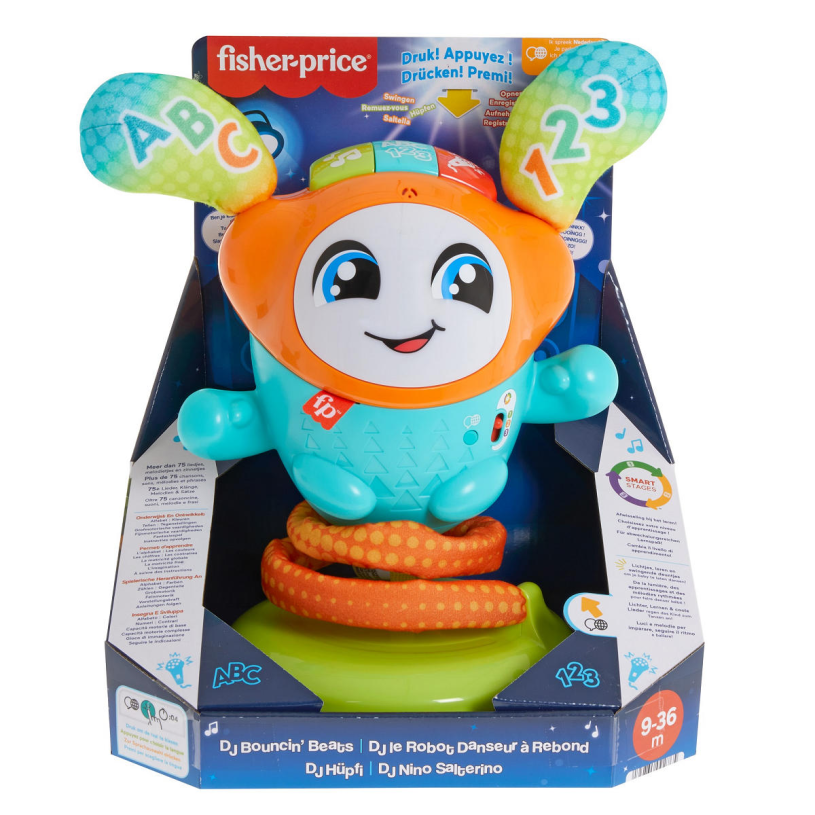 Fisher-Price DJ Bouncin Beats Lernroboter – Kleinkindspielzeug – mehrsprachig