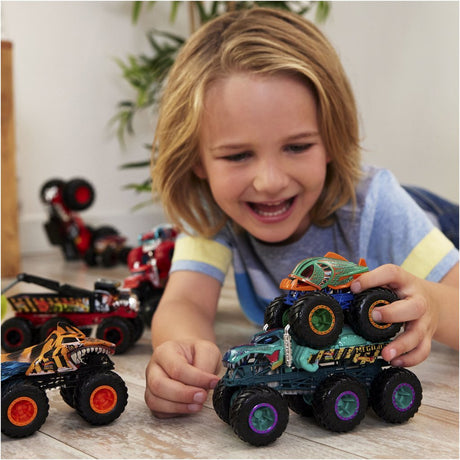 Hot-Wheels-Monstertrucks-Monstertrucks-Reihe mit großen Installationen