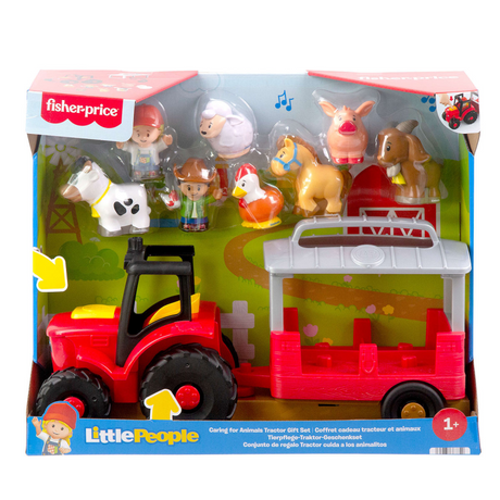 Fisher-Price Little People Animal Care Bauernhoftraktor-Geschenkset – musikalischer Traktor mit Figuren