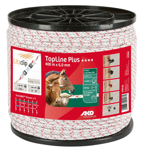 Ako Produkte Topline Plus Kordel 5,5 mm 400 m weiß rot 9x 0,28 m