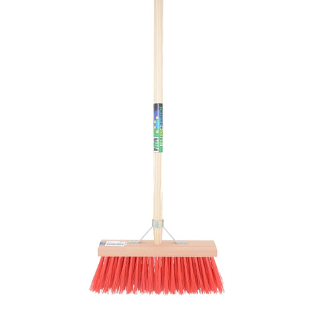 Mm eurotool producten bezem fsc 35cm kunstvezel rood mm plussteel 150cm plusstokhouder