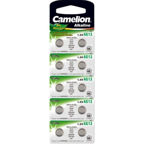Camelion Batterie LR44 D357 V13GA AG13 Karte mit 10 Stück