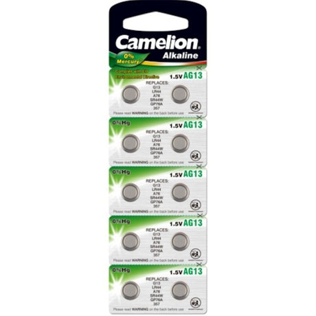 Camelion Batterie LR44 D357 V13GA AG13 Karte mit 10 Stück