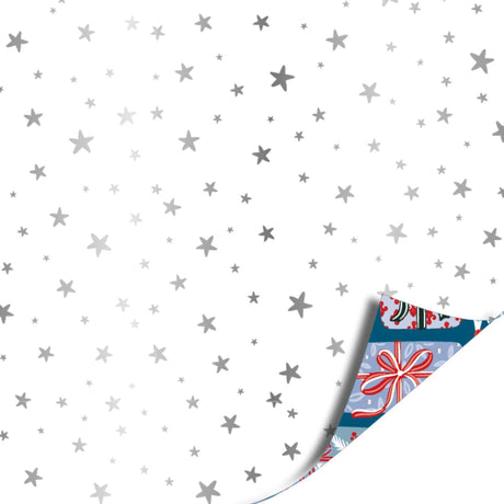 Kassaplan coated cadeaupapier dubbelzijdig 50cm 100m xmas gifts blue