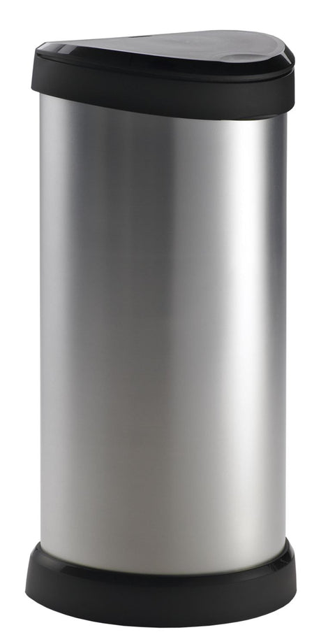 Hurver Pedal Bin Deco Oval 40 l Silberfarbe