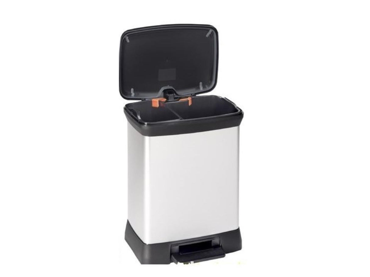 Curver Pedal Bin Deco Duo 10+18 l Silberfarbe
