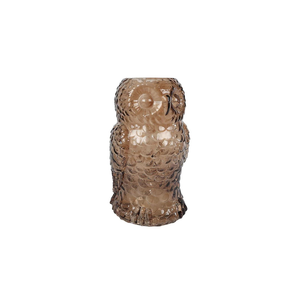 Vaas uil licht bruin glas 16x16x20cm