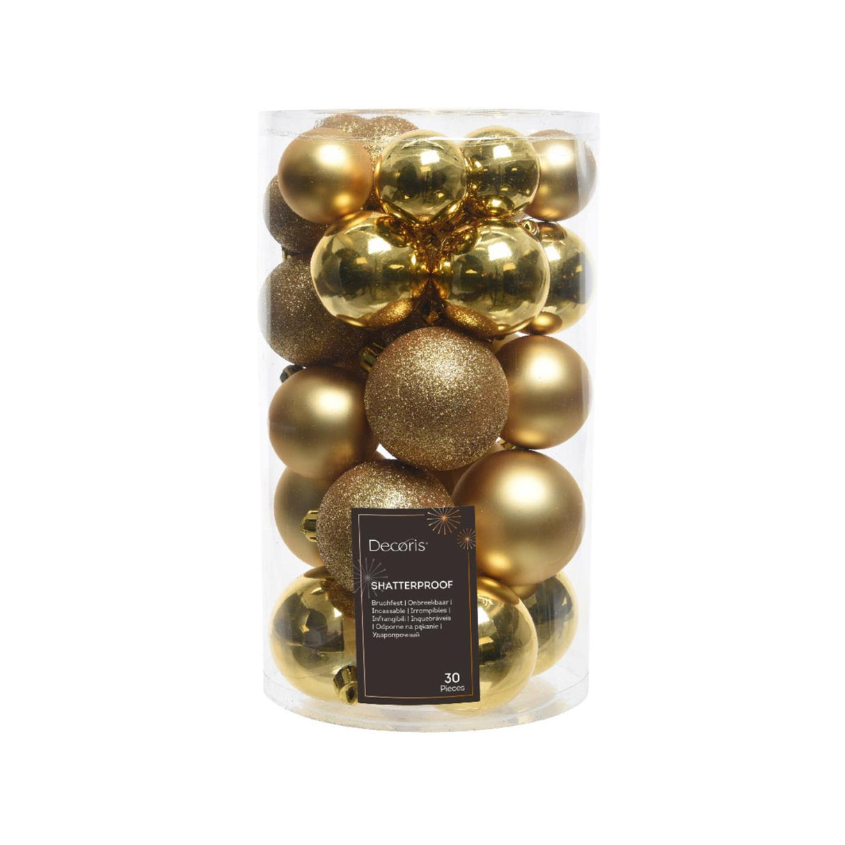 Decoris Weihnachtskugeln Mix Kunststoff Gold 30-teilig