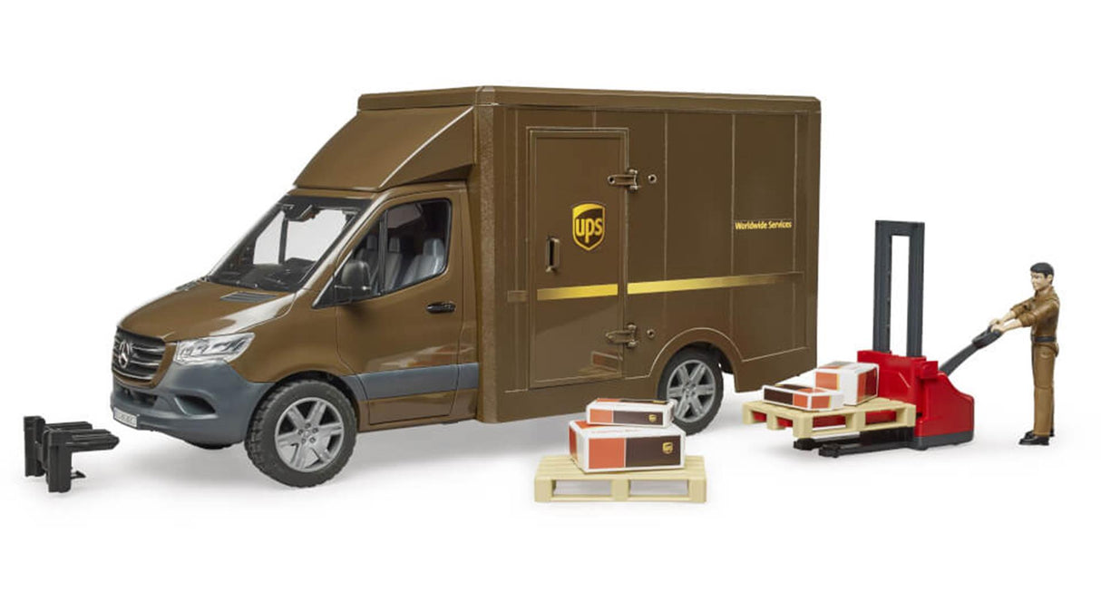 Bruder MB Sprinter UPS mit Fahrer und Zubehör Modellfahrzeug (02678)