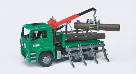 Bruder Man TGA Holztransporter mit Kran und Baumstämmen