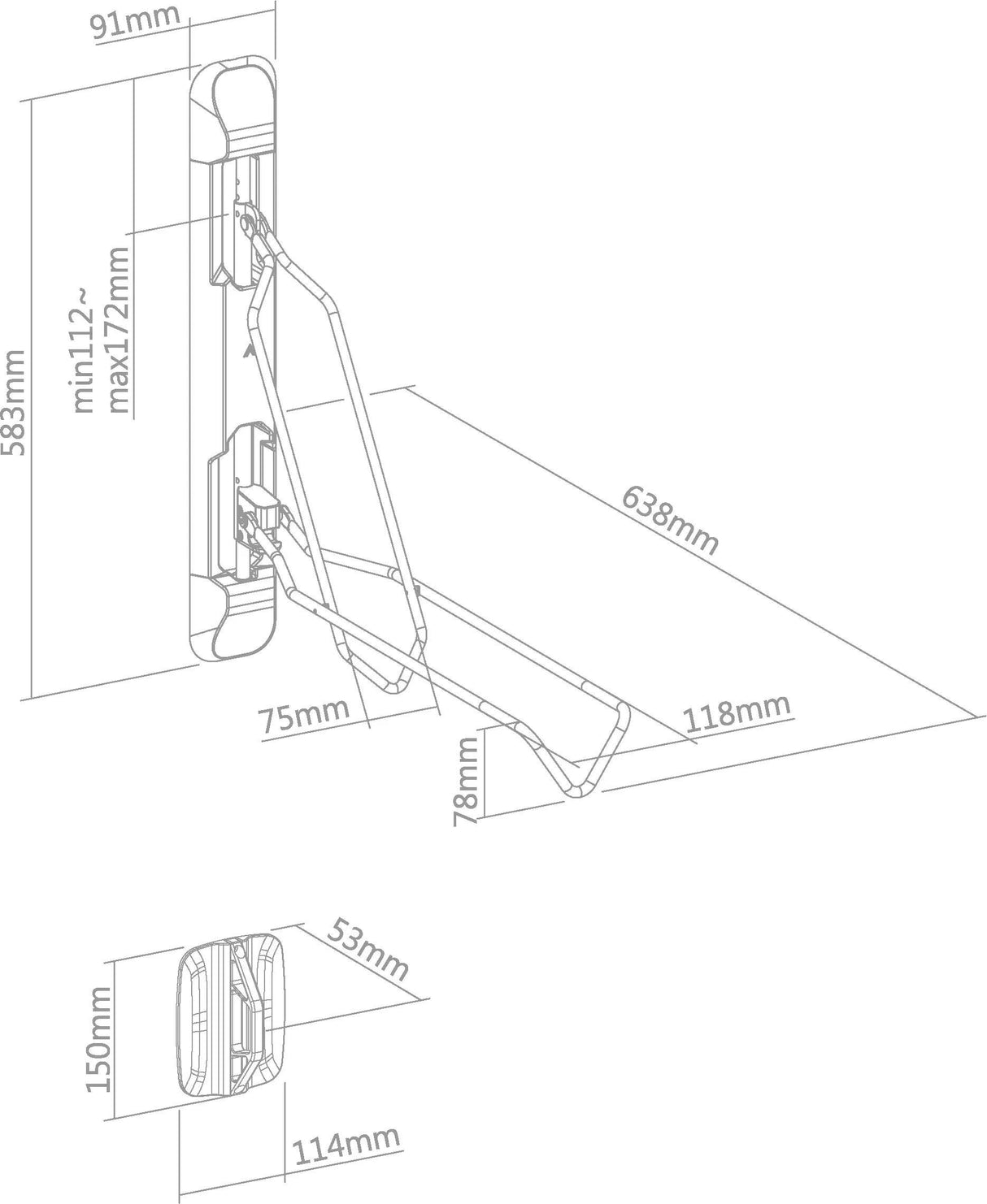 Contec Smart Fold Präsentationshaken für Fahrräder CT Wandpräsenter Smart Fold M schwarz
