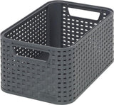 Korb im Curver-Stil, Rattan-Stil, Anthrazit, 12,9 x 28,5 x 19,4 cm