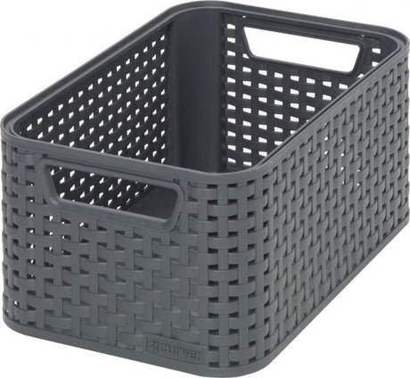 Korb im Curver-Stil, Rattan-Stil, Anthrazit, 12,9 x 28,5 x 19,4 cm