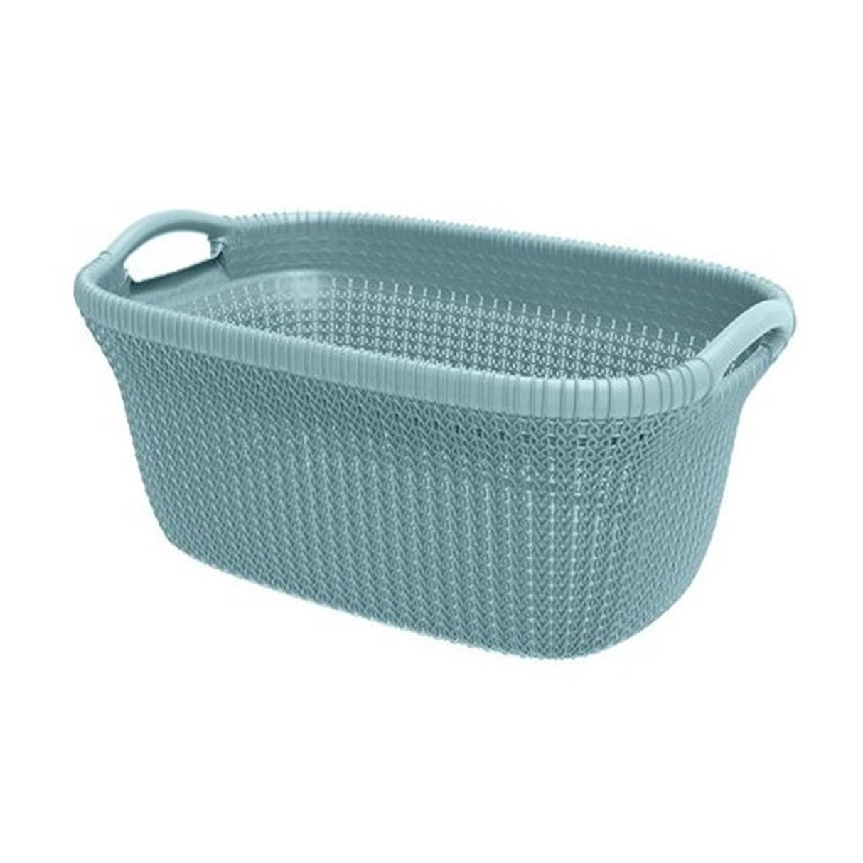 Hurver Waschkorb gestrickt 40 l hellblau