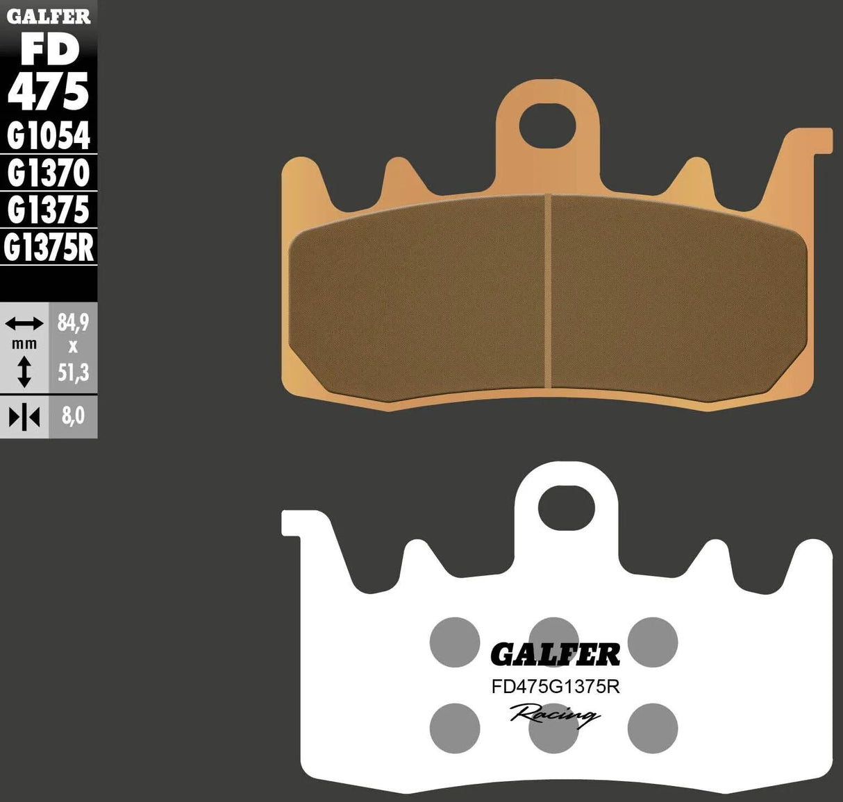 Galfer Bremsbeläge fd475 Bremsbelag fd475 g1375r Sint.Metal Racing