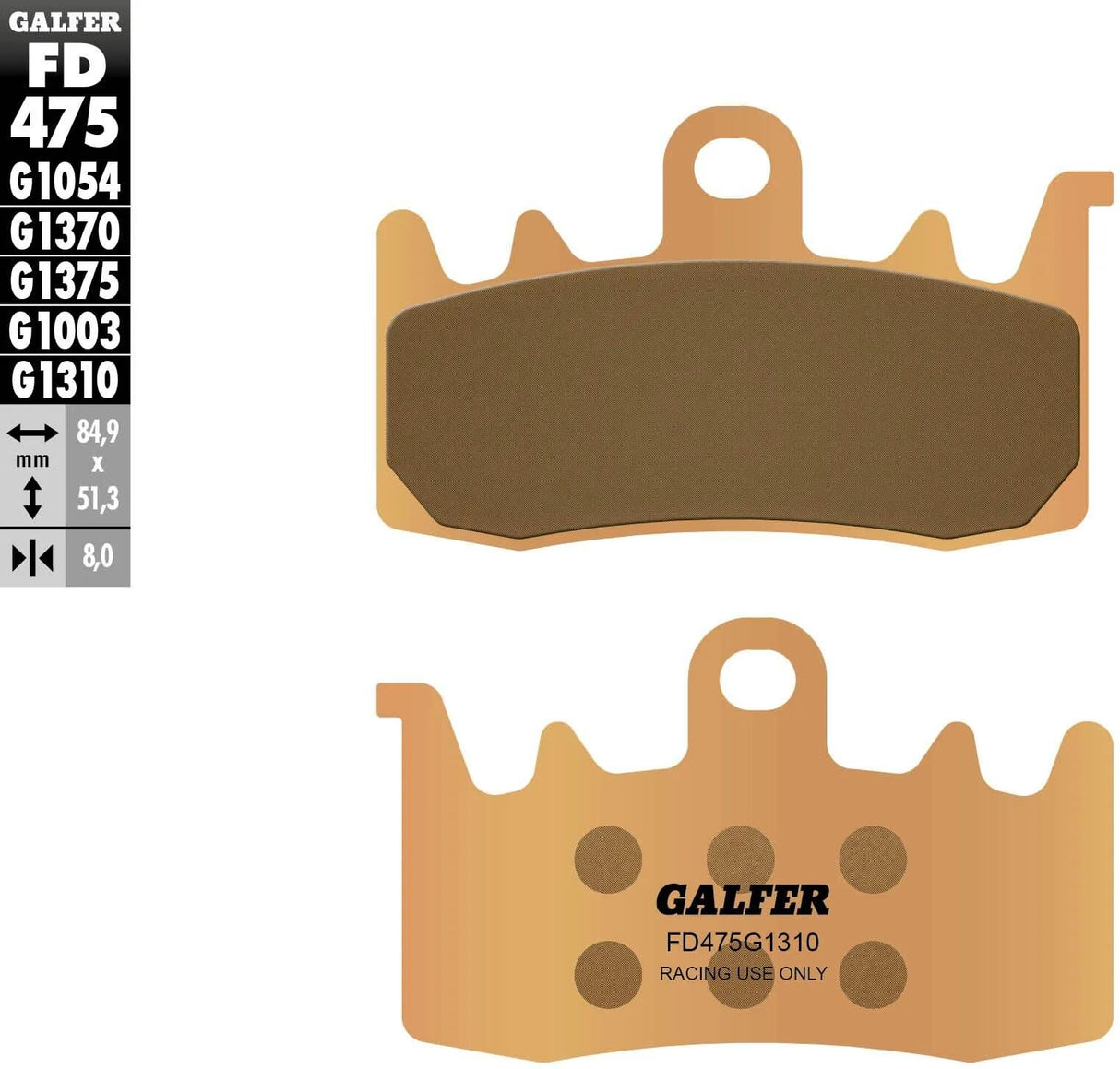Galfer Bremsbeläge fd475 Bremsbelag fd475 g1310 sint.metal rac.pro.